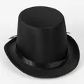 Sombrero de copa negro clásico para hombre con acabado satinado y cinta elegante - M(56-58cm) / Negro