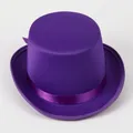 Detalle de un sombrero de copa de satén morado con cinta y acabado brillante - M(56-58cm) / Púrpura