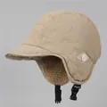 Winter double-sided quilted aviator hat with warm lamb wool lining and ear flaps for women - M (56-58cm) / Khaki