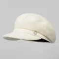 Berretto baker boy bianco in lana da donna con decorazione laterale in metallo argento - M / Bianco Sporco