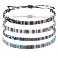 Set di 4 braccialetti bohémien in corda cerata impermeabile con motivi etnici intrecciati - Stile A-1