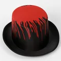 Detalle de un sombrero de copa rojo y negro con patrón de gotas de sangre para Halloween - M(56-58cm) / Contraste Rojo Negro (Color 6)