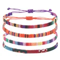 Détail de 4 bracelets d'amitié bohèmes avec cordons en cire réglables en lot de 4 - Style A-5