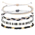 Détail de l'ensemble de 4 bracelets bohémiens en cordon ciré imperméable pour l'été - Style B-2