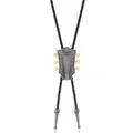 Cravatta Bolo a forma di chitarra in finitura argento antico con cordino in ecopelle - Stile Chitarra
