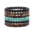 6-teiliges mehrlagiges Perlenarmband-Set mit Holzperlen und Türkis im Boho-Stil - Sechs Lagen Multi Material Spleißen Stil (9)