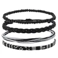 Vue détaillée du lot de 4 bracelets avec perles noires et cordons tressés style bohème - Style B-4
