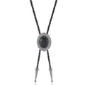 Retro-Bolo-Krawatte mit schwarzem Stein und floraler Gravur im Vintage-Stil - Schwarzer ovaler Stein-Stil (Stil C)