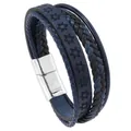 Dettaglio del bracciale multistrato in pelle con stella di David e chiusura magnetica - Blu