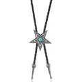 Western Bolo Tie with Order of Eastern Star pentagon star pendant and turquoise stone - Star Style