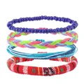 Set di 4 braccialetti intrecciati boho con perline blu e motivi etnici colorati vivaci - Stile Fresco Blu-Verde (Stile E)