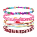 Bohemian style braided friendship bracelet set with colorful beads and ethnic patterns - Colorful Geometric Texture Style (Style G)