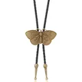 Detail der Vintage-Bronze-Schmetterling-Bolo-Krawatte mit schwarzer geflochtener PU-Kordel - Schmetterling (Typ B) / Bronze