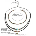Ensemble de 2 colliers bohèmes pour hommes avec turquoise, noix de coco et pendentif - Style Pièce Zhengde Tongbao