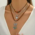 Bohemian layered necklace set with heart charm and turquoise dreamcatcher detail - Heart And Dreamcatcher (13)