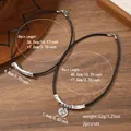 Set di collane in corda di cuoio con tubo in lega d'argento e ciondolo a forma di moneta - Set di Collane con Moneta e Tubo a Doppio Strato / Set di 2 pezzi