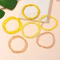 Set di 5 bracciali impilabili di perline con cristalli artificiali gialli e champagne - Stile Giallo