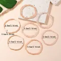 7-piece set of champagne and pink crystal beaded stretch bracelets with 5.5cm inner diameter - Champagne Style
