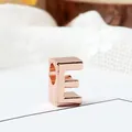 Cuenta de letra E oro rosa pulido con agujero lateral para hacer joyas DIY - Letra E / Rosa oro