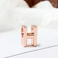 Abalorio de metal letra H mayúscula en oro rosa pulido para pulseras de bricolaje - Letra H / Rosa oro