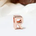 Abalorio letra R oro rosa de metal pulido para pulseras de joyería personalizadas - Letra R / Rosa oro