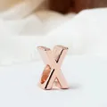 Abalorio letra X mayúscula en oro rosa pulido para pulseras de joyería creativas - Letra X / Rosa oro