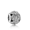 Abalorio plateado con pavé de circonitas y diseño geométrico de abanico para pulsera DIY - Estilo Geométrico de Abanico Pavé de Strass (G3-14)