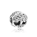 Abalorio de árbol de la vida en plata con corazones calados en los bordes - Estilo Árbol de la Vida Hueco (K12-01)