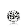 Exquisita cuenta de corazón calado plateado para pulseras y collares de amuletos - Estilo de Bola Hueca Multi Corazón (B5-1)