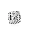 Sparkling silver charm bead with white and blue pavé crystals for DIY bracelets - White