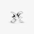 Charm zodiaque en argent avec design vague et zircons blancs pour bracelets DIY - Poissons