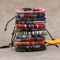 Set di braccialetti boho fatti a mano in corda intrecciata colorata con chiusura regolabile - modello A