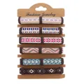 Set di sei braccialetti dell'amicizia intrecciati colorati su cartoncino espositore - modello 2 / Set da 6 pezzi