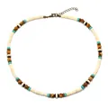 Bohemian style turquoise and coconut shell beaded necklace with adjustable metal clasp - White