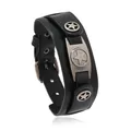Herren Punk Lederarmband in Schwarz mit Retro Sternnieten und Schnallenverschluss - Schwarz