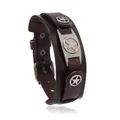 Vintage Punk Herren Armband aus dunkelbraunem Leder mit silbernen Metallstern Nieten - Kaffeebraun