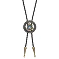 Retro US Navy themed Bolo Tie featuring a circular metal crest and braided black leather cord - Navy Commemorative Coin
