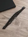 Bracciale multistrato da uomo in pelle nera con perle in pietra lavica e ciondolo a croce - Pietra lavica / Nero
