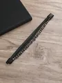 Pulsera multicapa de cuero negro para hombre con cuentas de piedra y dije de cruz - Piedra de Flash (Labradorita)
