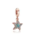 Elegante colgante de estrella de mar en oro rosa con circonitas azules y diseño marino - Estilo Estrella de Mar Oro Rosa Circonita (M11-43)
