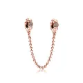 Roségoldene Gänseblümchen Sicherheitskette mit Zirkonia für modulare Armbänder - Roségold