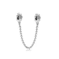 Eleganter 925 Sterling Silber Blumen-Sicherheitskette mit Zirkonia für Armbänder - Silber
