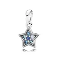 Colgante de estrella plateada con cinco cristales azules degradados y bordes de cuentas - Estilo Estrella Piedra Azul (F11-06)