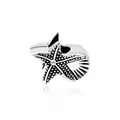 Abalorio de plata oxidada con detalles de estrella de mar y concha marina - Estilo Concha Estrella de Mar Plata Antigua (J7-18)
