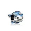 Narwhal charm with blue gradient enamel and silver details for bracelets - Blue Gradient Narwhal Style (M11-51)