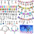 Kit de creación de pulseras de cristal coloridas para niños con colgantes y caja de regalo azul - Colección De Elementos De Ciervo Y Cerezo