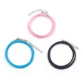 Three-color DIY cord necklaces in pink, blue, and black with adjustable lobster clasps - Set of 3 / Pink Blue Black Combination