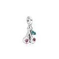Colgante de cereza en plata con cristales rosas y verdes para pulseras y collares DIY - Mi Cereza
