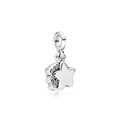 Silver star and shooting star charm pendant with sparkling cubic zirconia crystals - My Shooting Star