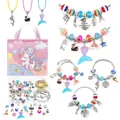 Kit creazione braccialetti fai-da-te per bambine con scatola unicorno e perline - Custodia Unicornio / Rosa